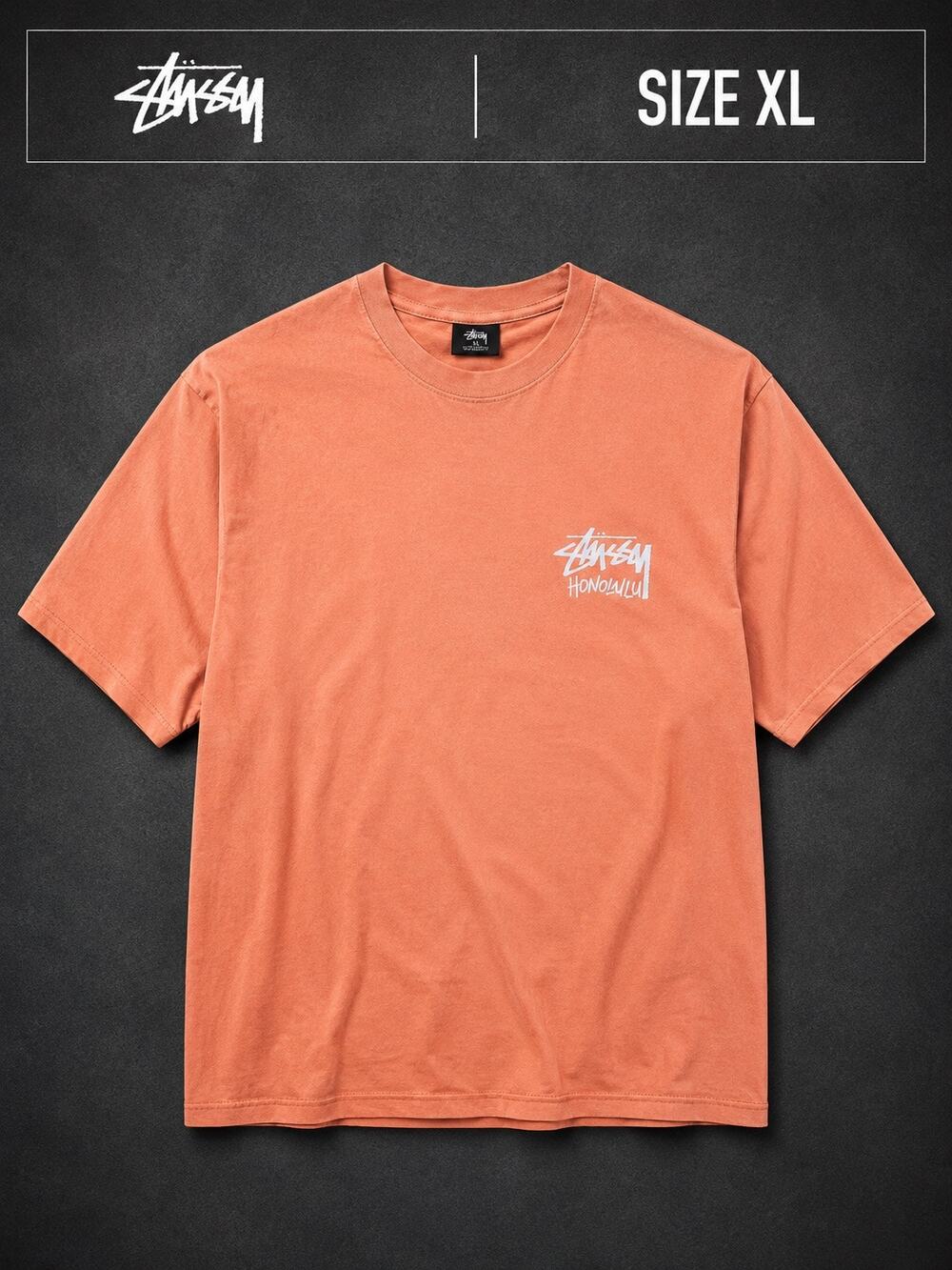 Stussy Honolulu Chapter Tee XL Rare Discontinued Coral Pink Cut Tag Shirt NWOT